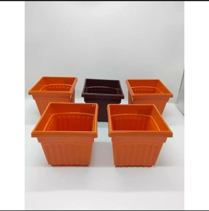 Picture of 5 Pieces 4.5 Inch Bp Khandani Square Flower Tub (Super Hard Quality Plastic) (Planter Tub) - Flower Tub