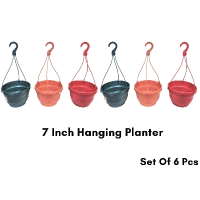 Picture of 6 Piece Hanging Plantter 7 Inch Planter Tubs 7 Inch Hanging Pot-BP Plastic 7 Inch Hanging Planter Pot-Railing Pot-Garden Equipment-BP Hanging Planter