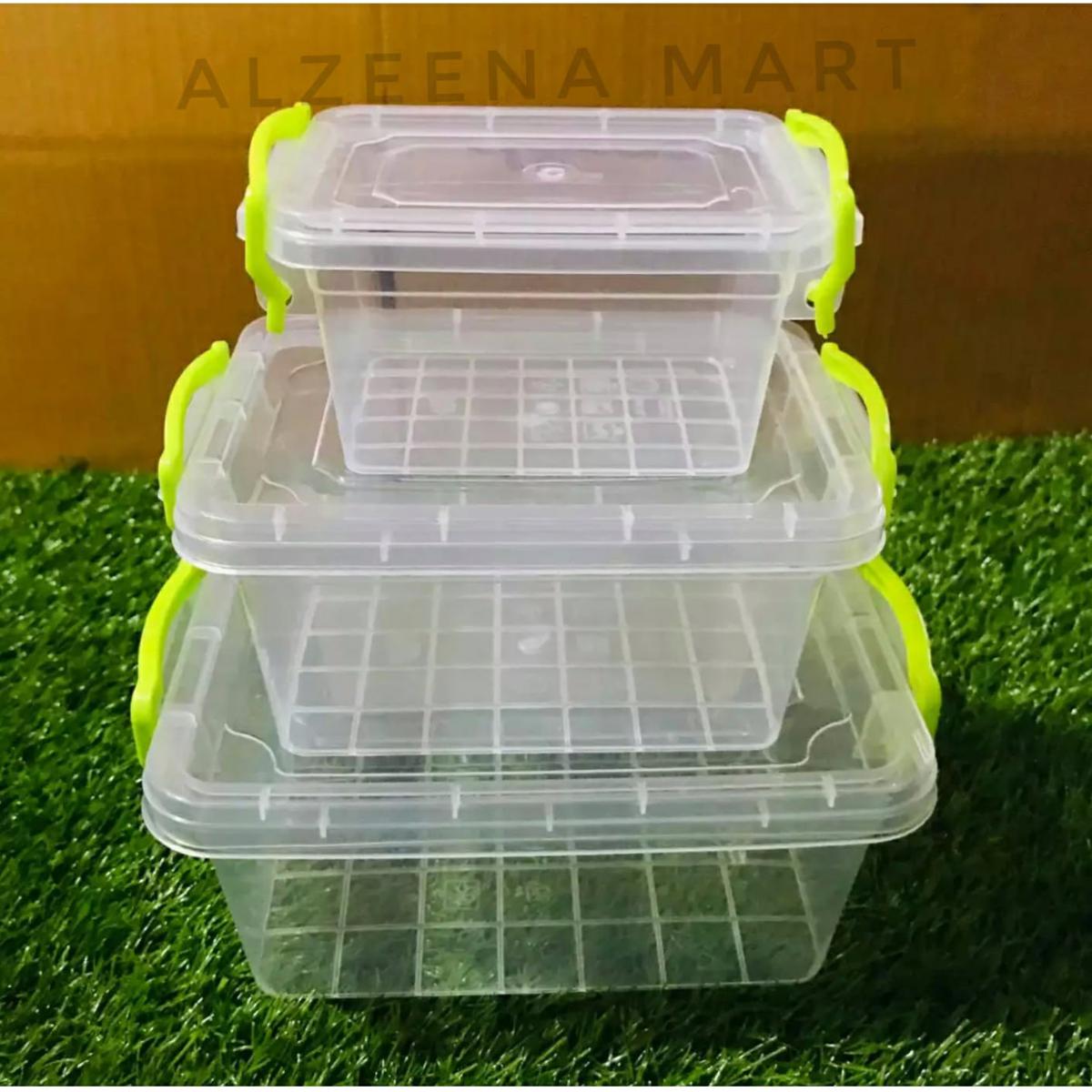 Picture of Plastic Fair Food Storage Box Container With Lid 3Pcs Set - Store Your Food Items Securely And Easily Accessible