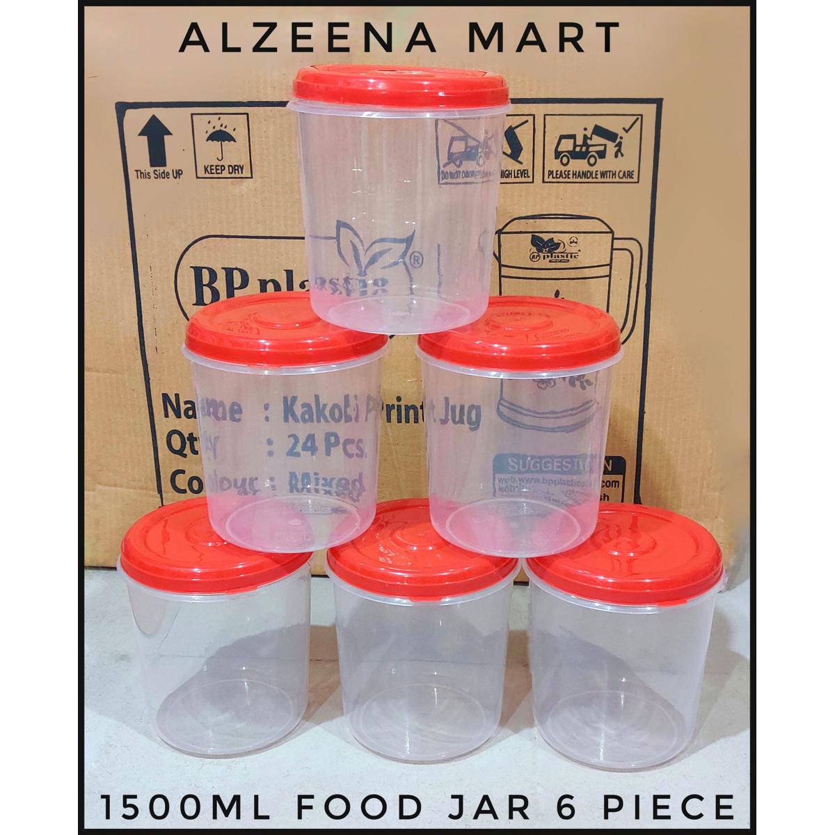 Picture of transparent plastic food jar 1500ml 6pis