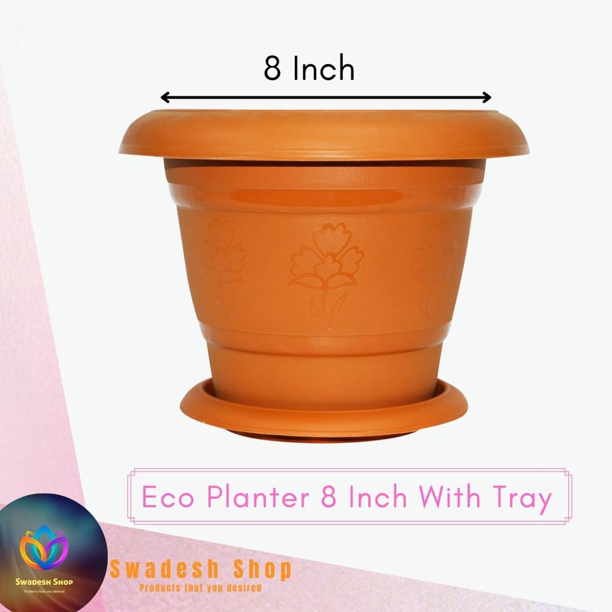 Picture of 5 pcs Eco Plastic Flower Tob with tray/ 8" Inch Eco Planter with Tray/Plastic Flower Tub Gardening Tob planter/ Gardenware tools