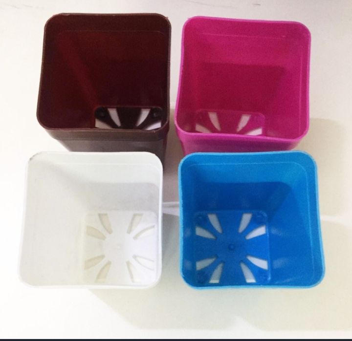 Picture of 2.5 inch Square fancy tob ( 4 pcs )/4 pcs 2.5" thai tub/ mini plastic flower tub