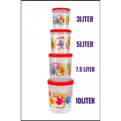 Picture of 4pcs combo food storage containers set 10L 7.5L 5L 3L