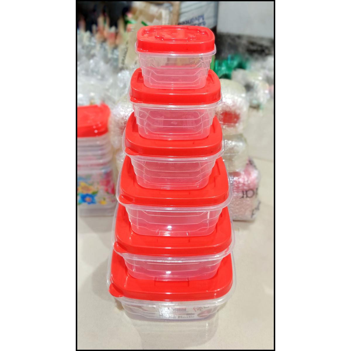 Picture of Plastic Square Container Set 6 Pieces - Store Your Food Items Securely With This Practical Container Set