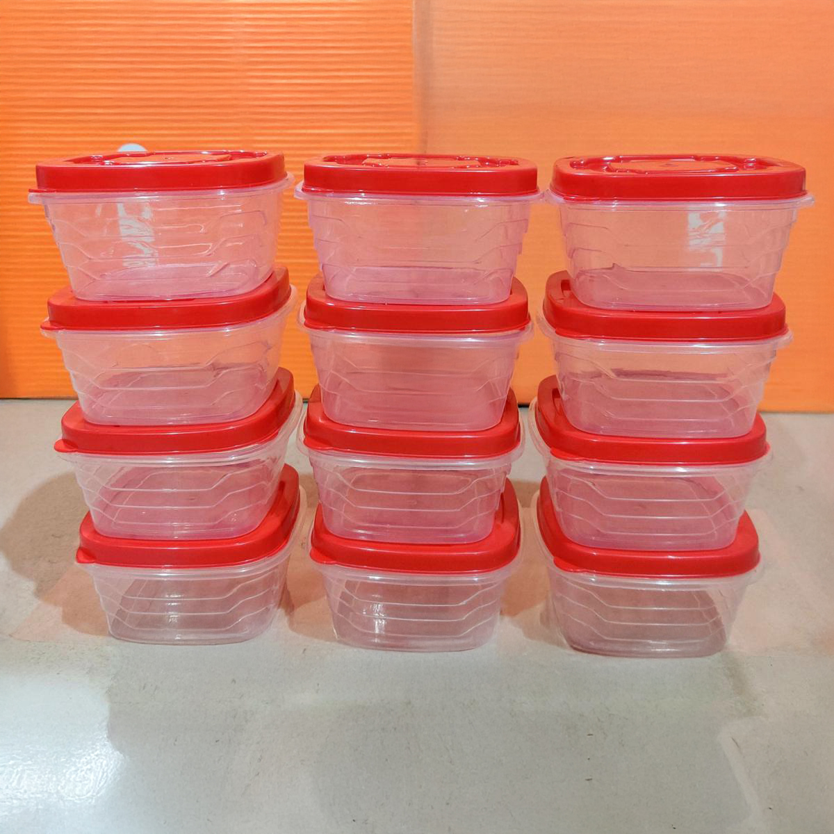 Picture of 12 Pieces Plastic Box Round Shape 400ml - Multi-Color Storage Container