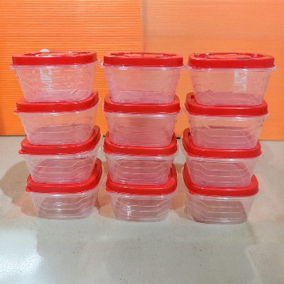 Picture of 12 Pieces Plastic Box Round Shape 400ml - Multi-Color Storage Container