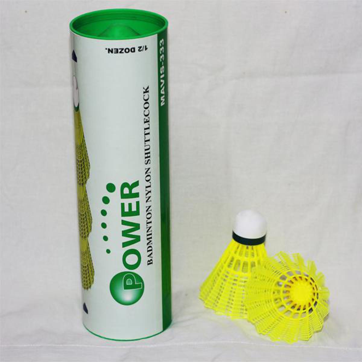 Picture of Power Badminton Nylon Shuttle Cork - Mavis 333 - 6Pcs - White