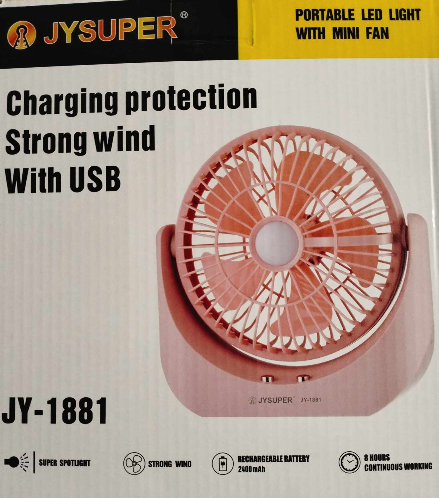 Picture of Portable USB Mini Fan With LED Light - Multi-Color