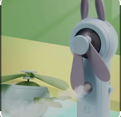 Picture of Portable Cartoon Hand Held Water Spray USB Cooling Fan - Multi-color