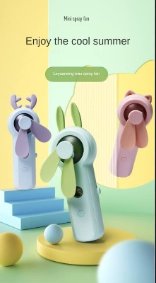 Picture of Portable Cartoon Hand Held Water Spray USB Cooling Fan - Multi-color