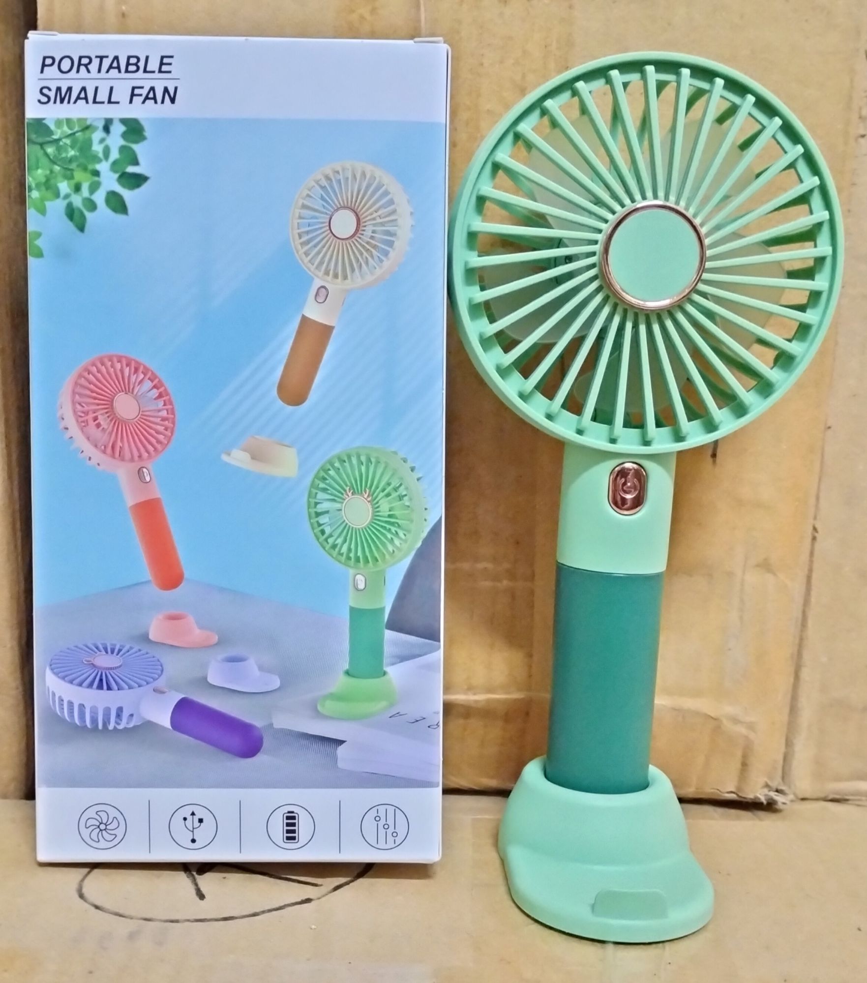Picture of Portable Stylish Handle Rechargeable Fan - Multicolor
