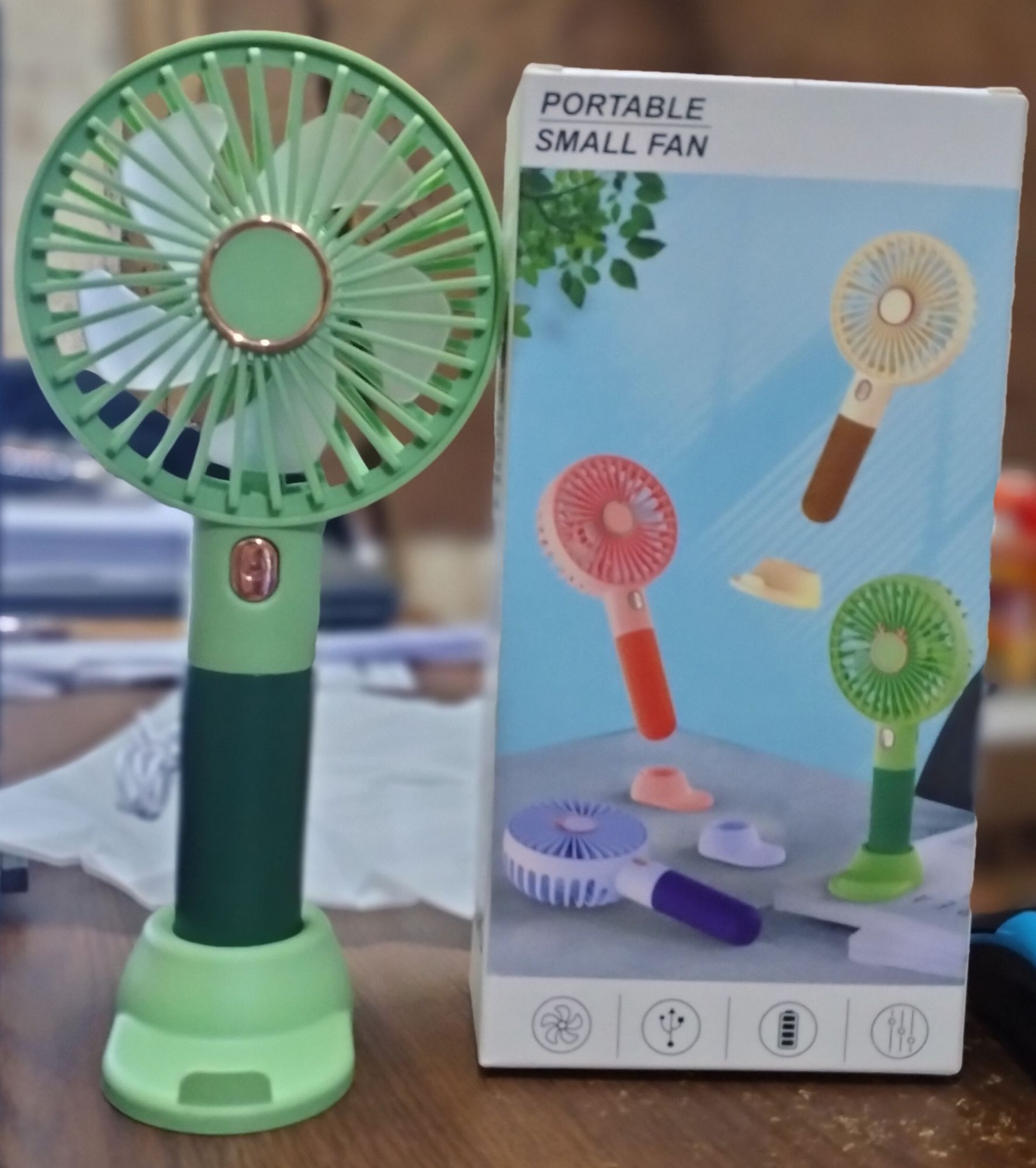 Picture of Portable Stylish Handle Rechargeable Fan - Multicolor