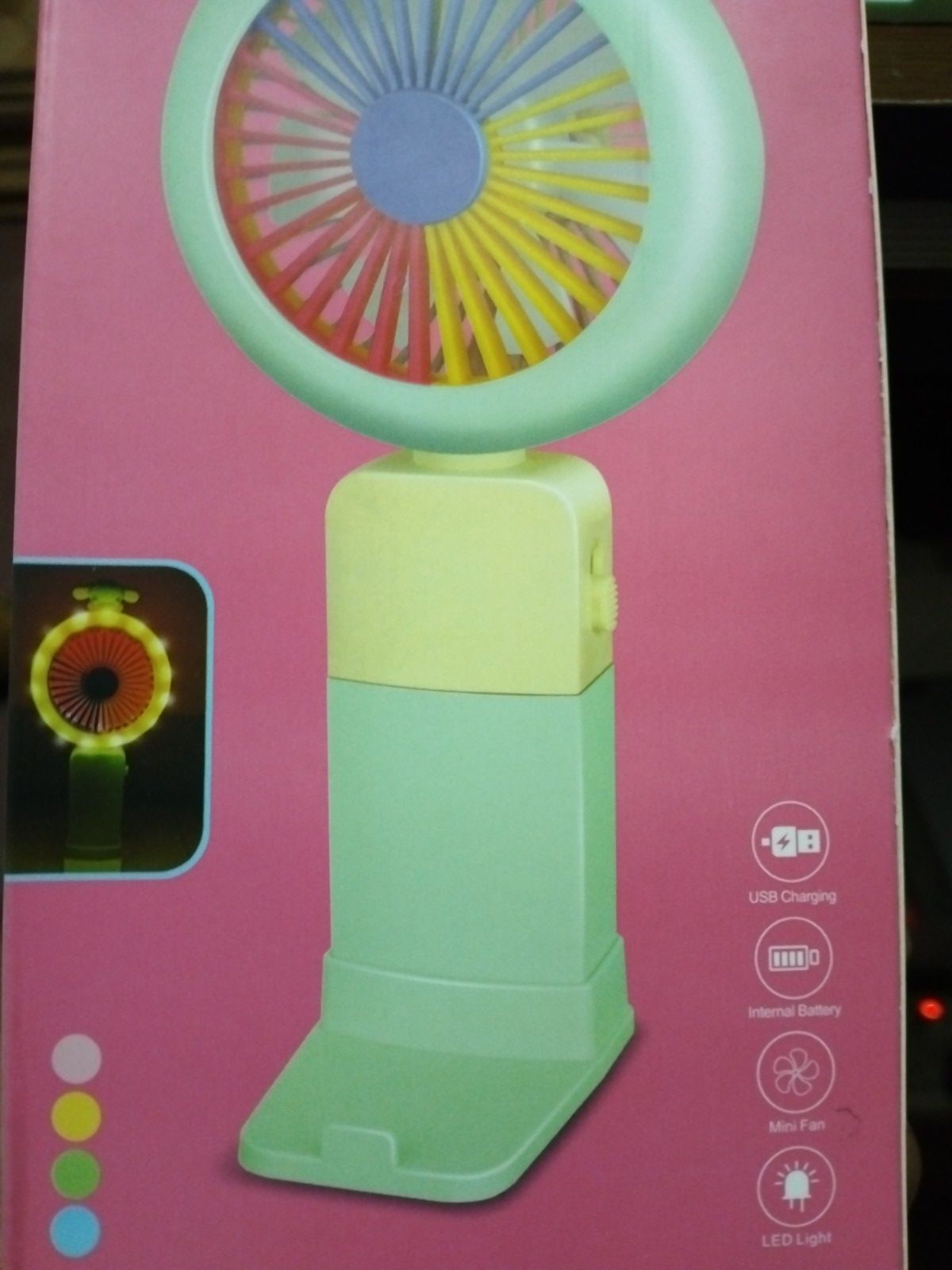 Picture of Mini fan and Cell Phone Holder with colorful light - Multicolor