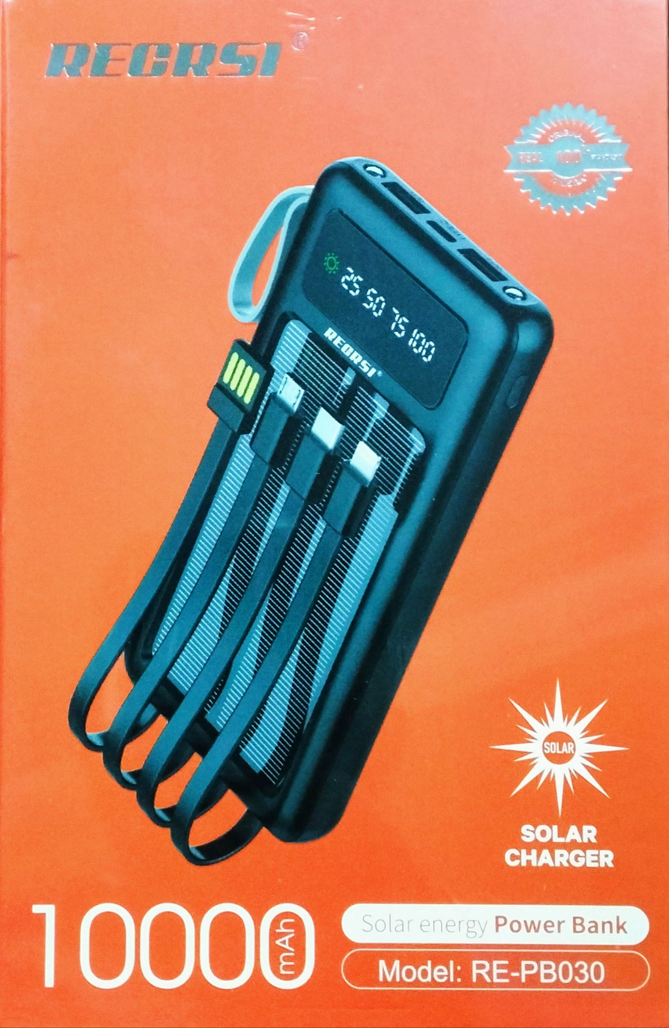 Picture of RECRSI RE-PB030 Solar Energy Power Bank 10000 mAh - Black