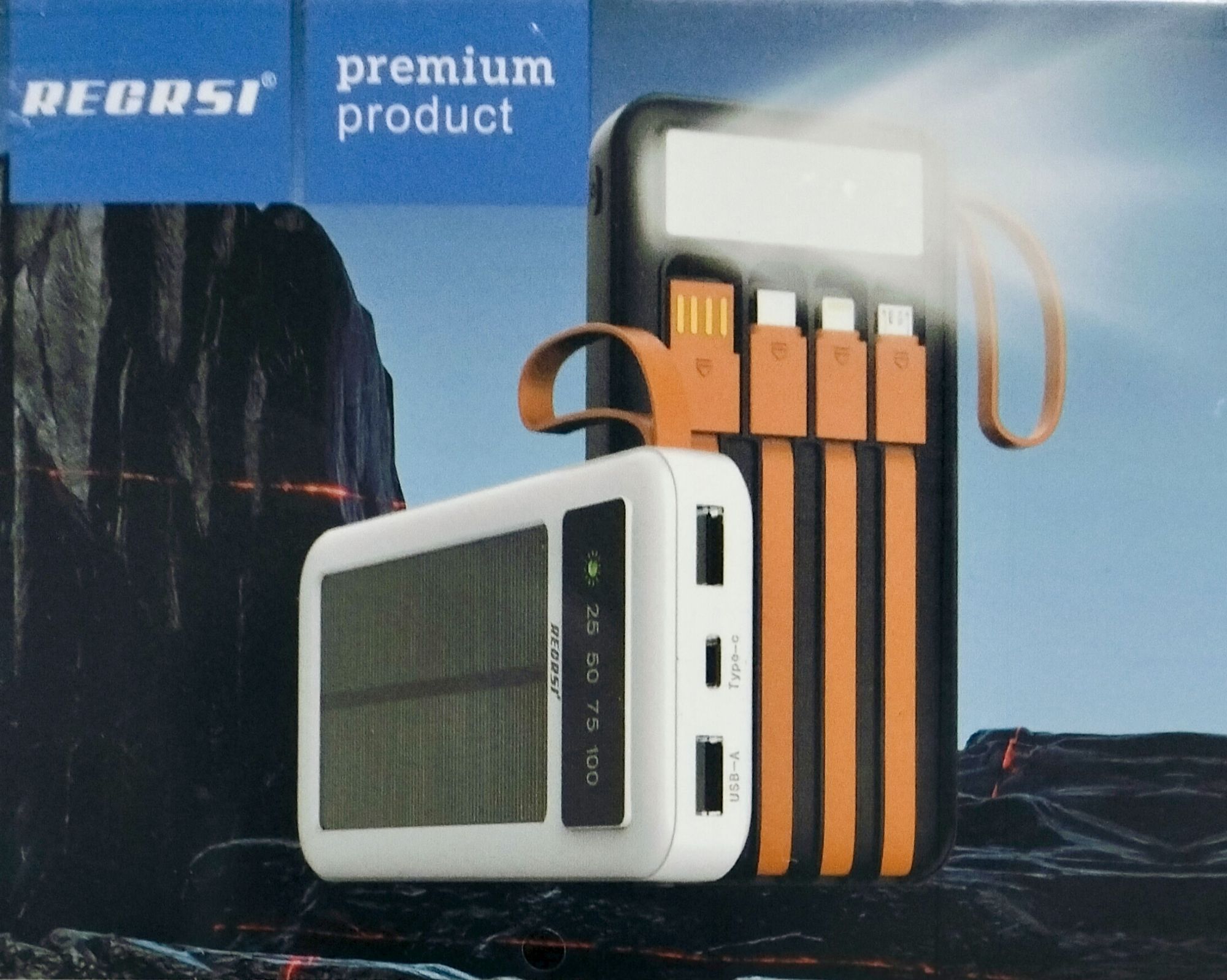 Picture of RECRSI RE-PB030 Solar Energy Power Bank 10000 mAh - Black