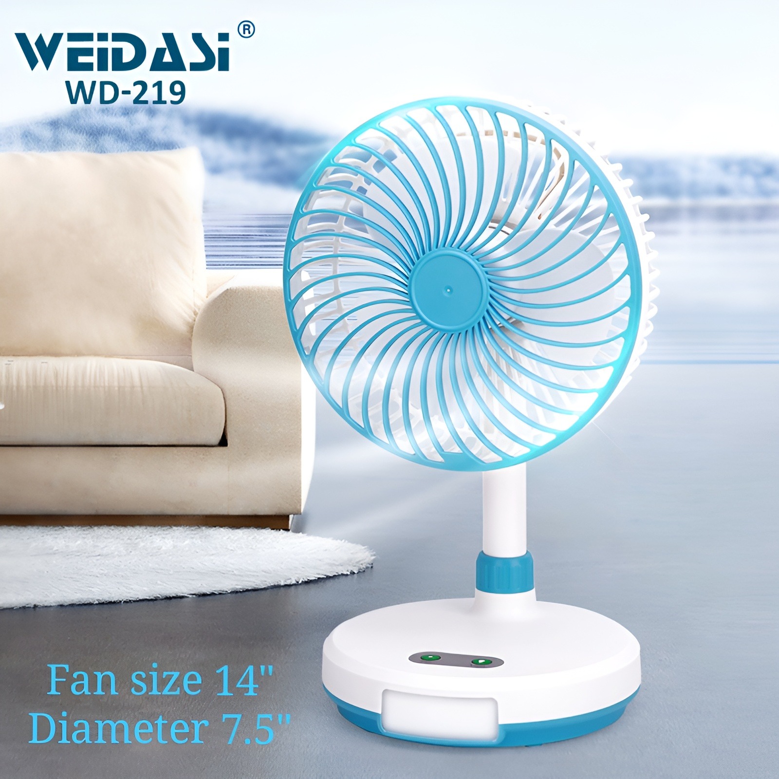 Picture of Portable Handle Rechargeable Fan With LED Light