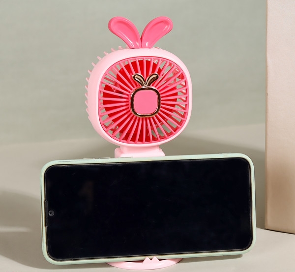 Picture of portable handheld small fan with mobile holder - Multicolor