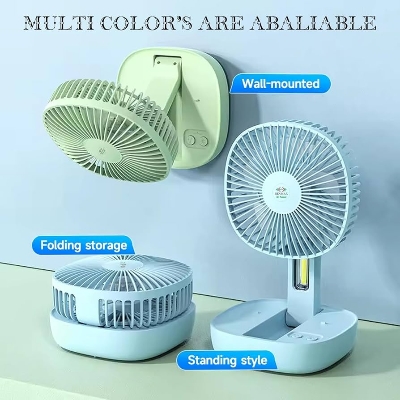 Picture of DP-7636 Collapsible Rechargeable Desk Fan with Com LED Light - Multicolor