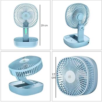 Picture of DP-7636 Collapsible Rechargeable Desk Fan with Com LED Light - Multicolor