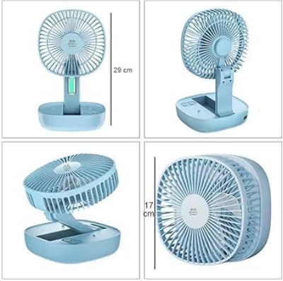 Picture of DP-7636 Collapsible Rechargeable Desk Fan with Com LED Light - Multicolor