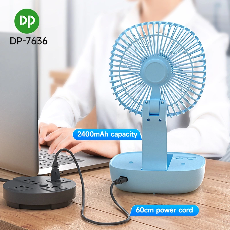Picture of DP-7636 Collapsible Rechargeable Desk Fan with Com LED Light - Multicolor