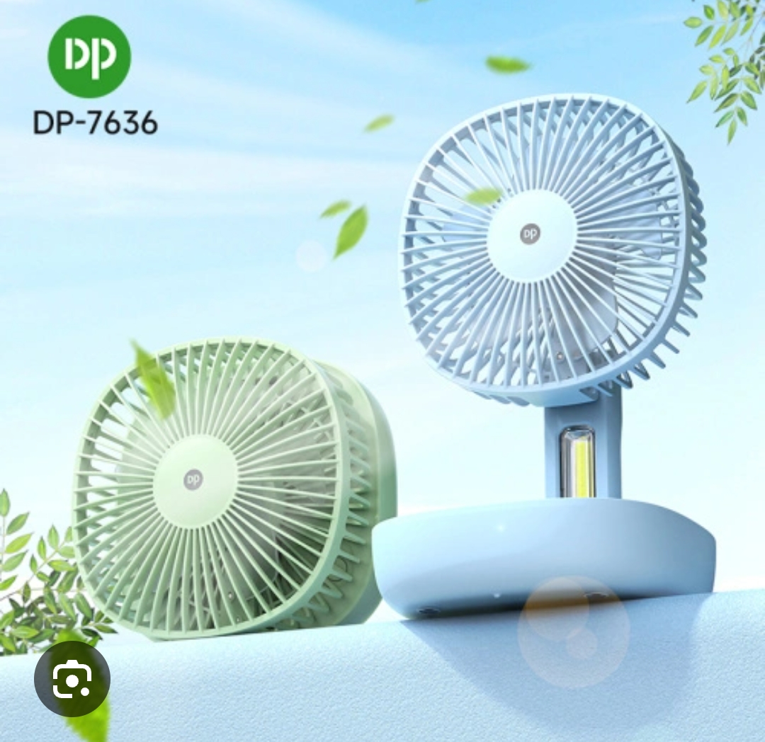 Picture of DP-7636 Collapsible Rechargeable Desk Fan with Com LED Light - Multicolor
