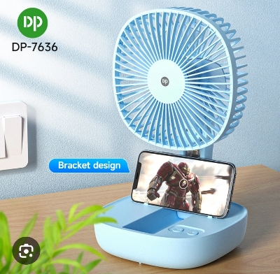 Picture of DP-7636 Collapsible Rechargeable Desk Fan with Com LED Light - Multicolor