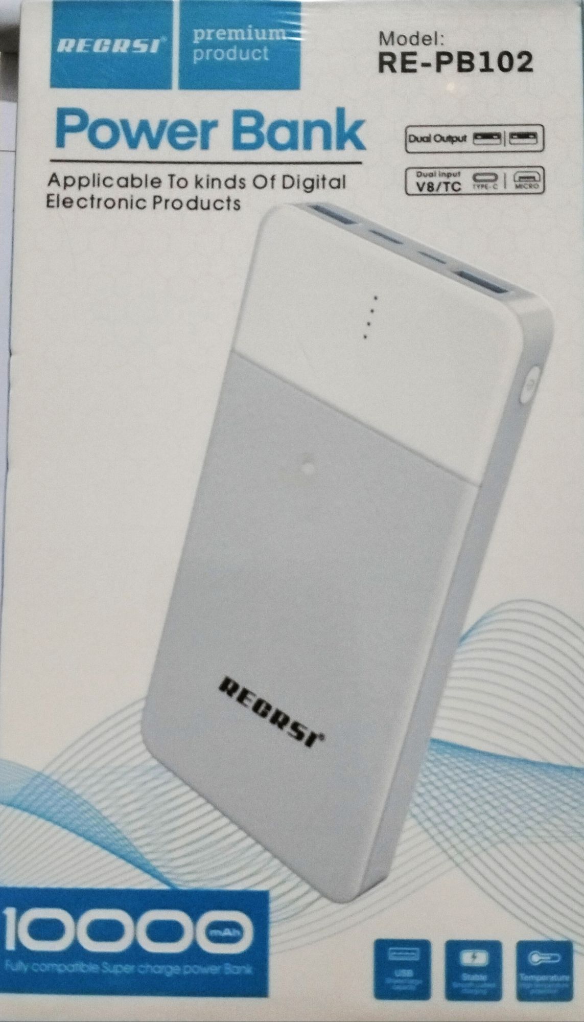 Picture of RECRSI RE-PB-102 Power Bank 10000mAh- White