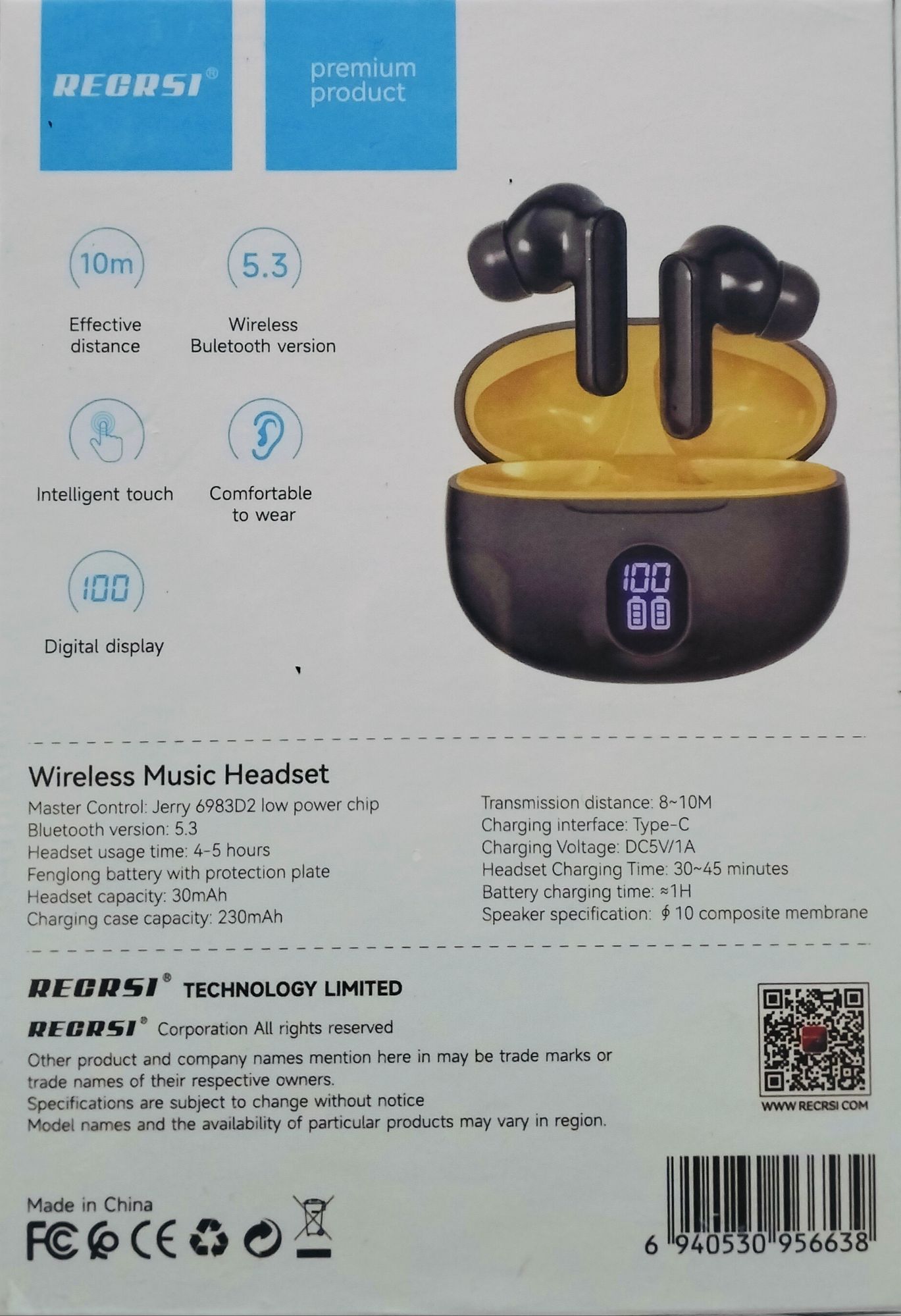 Picture of RECRSI RE-S960 Wireless headset Digital Display - Multicolor