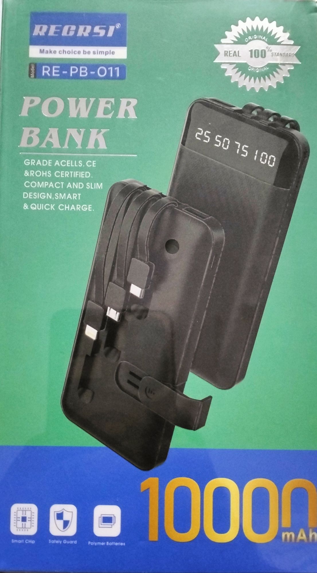 Picture of RECRSI RE-PB011 Power Bank 10000mAh- Black