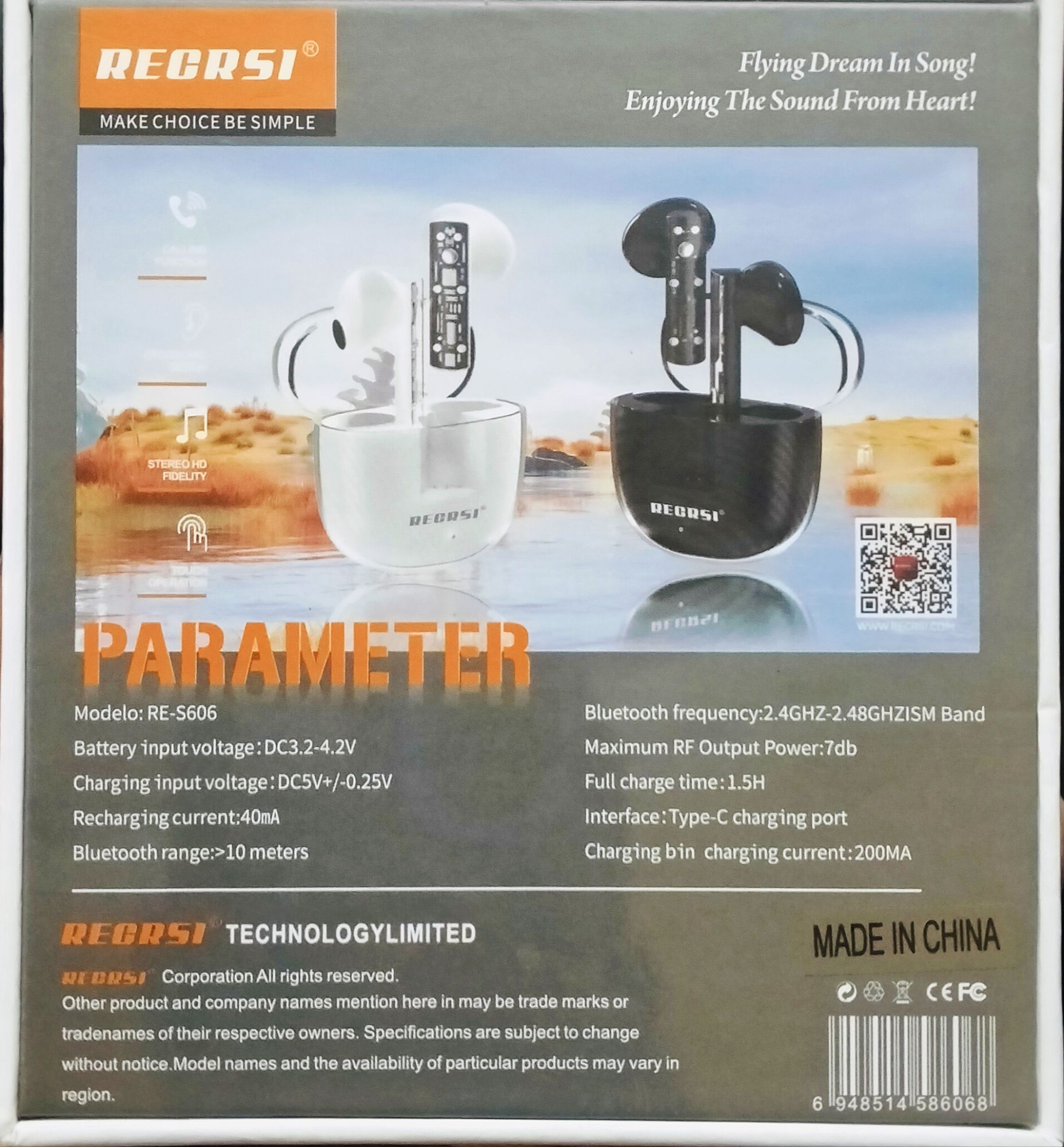 Picture of RECRSI RE-S606 Touch Wireless Earphone - Multicolor