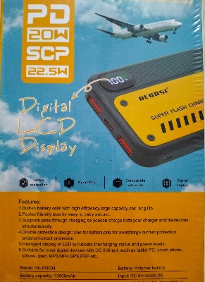 Picture of Super Flash Charging Digital LCD Display 10000 mAh Power Bank 22.5W - Black