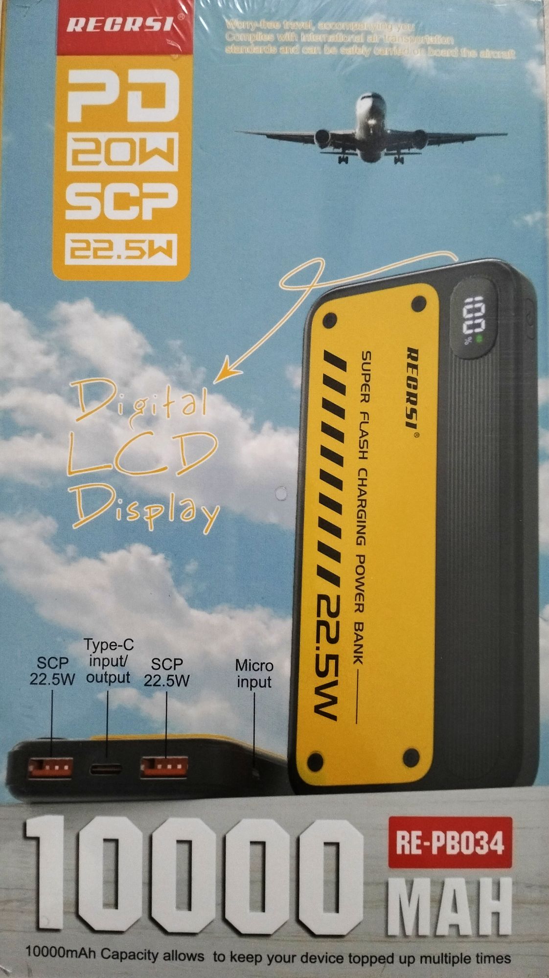 Picture of Super Flash Charging Digital LCD Display 10000 mAh Power Bank 22.5W - Black