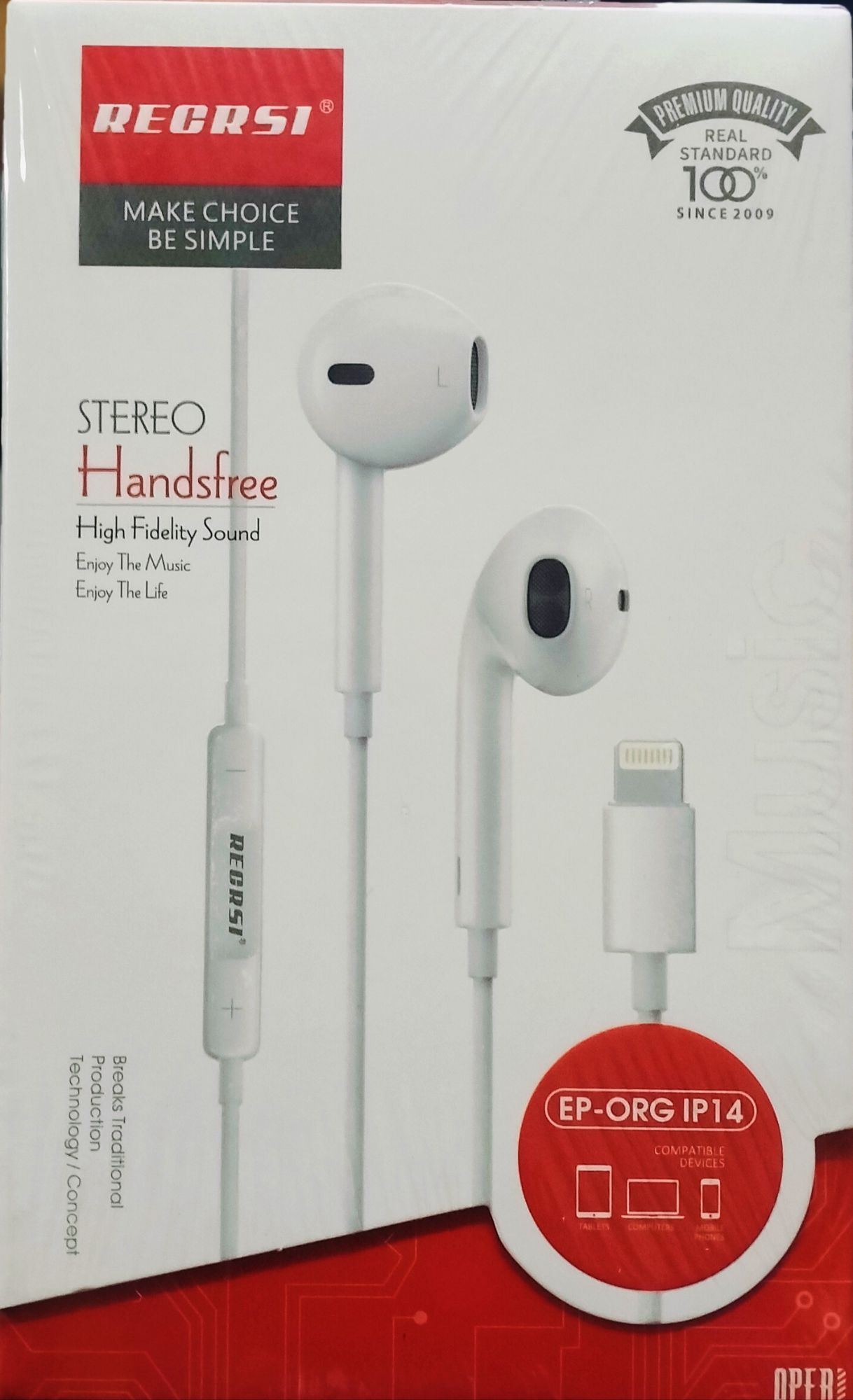 Picture of Recrsi EP-ORG IP 14 Stereo Handsfree Headphone - White