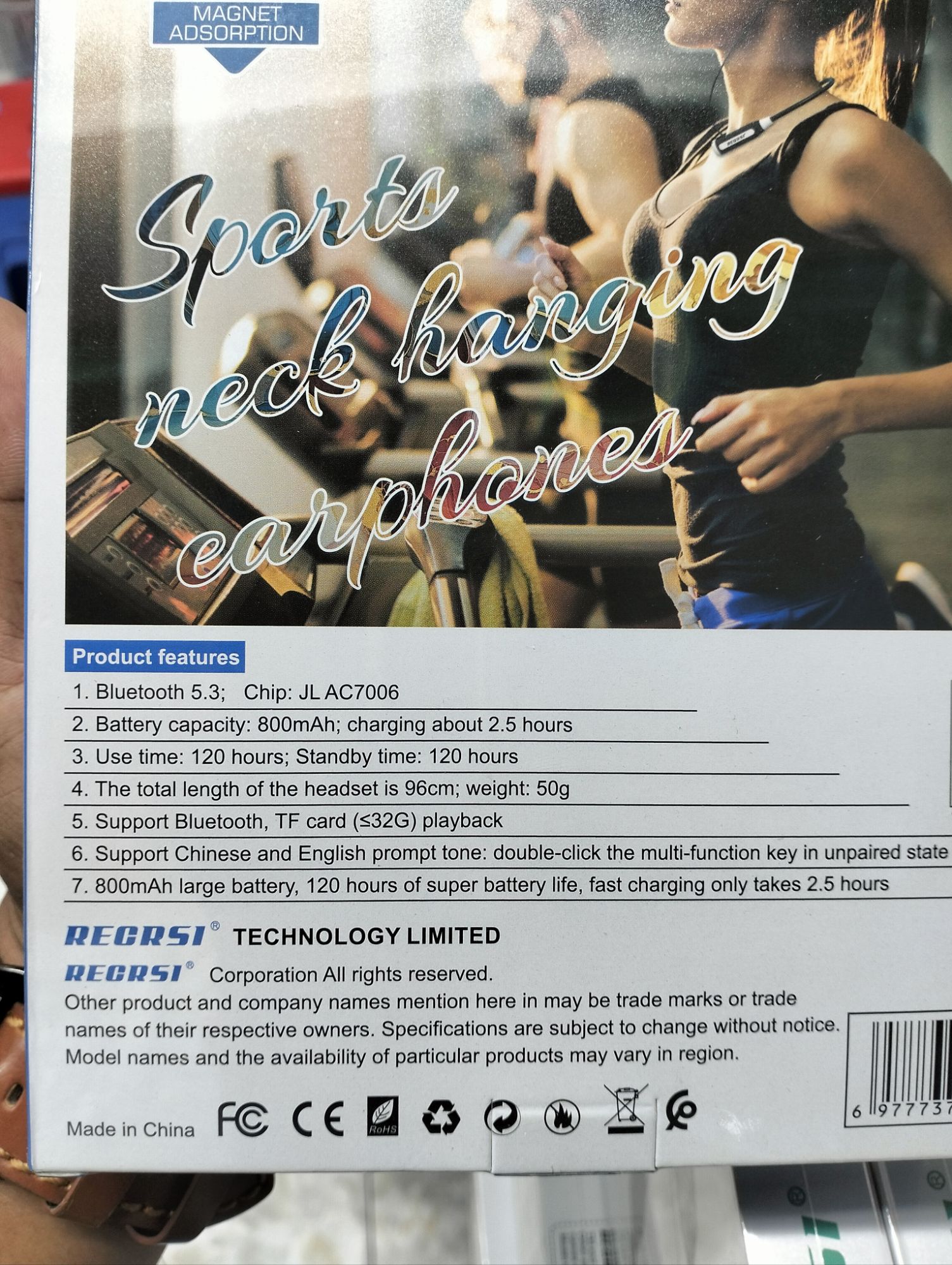 Picture of Wireless Sports Neck Hanging Soft Material and long life Battery Earphone