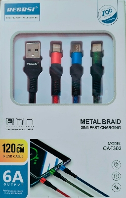 Picture of Metal Braid 3 in 1 fast Charging data cable