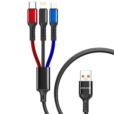 Picture of Metal Braid 3 in 1 fast Charging data cable