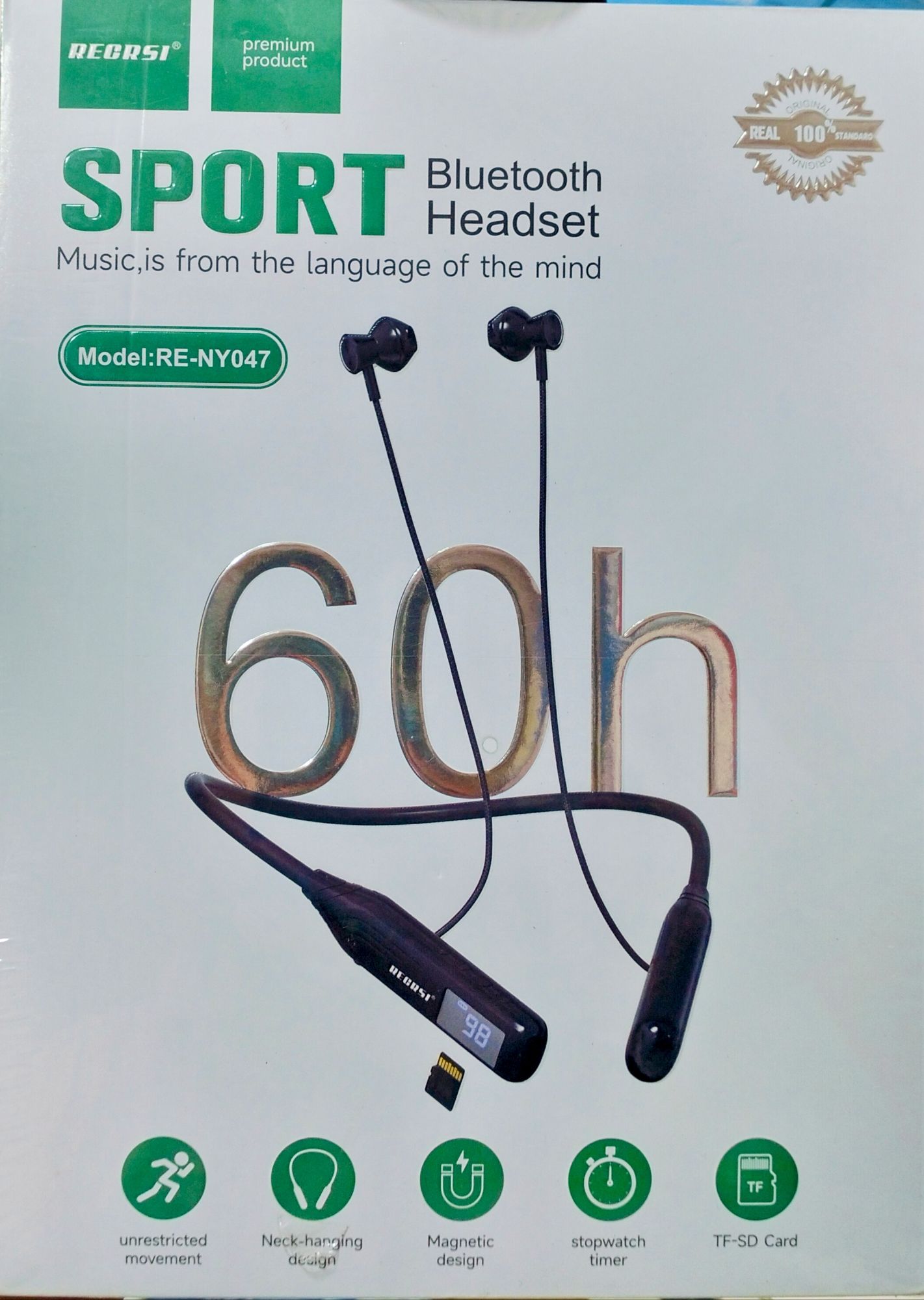 Picture of RECRSI NY047 60h Sport Bluetooth Neck-band