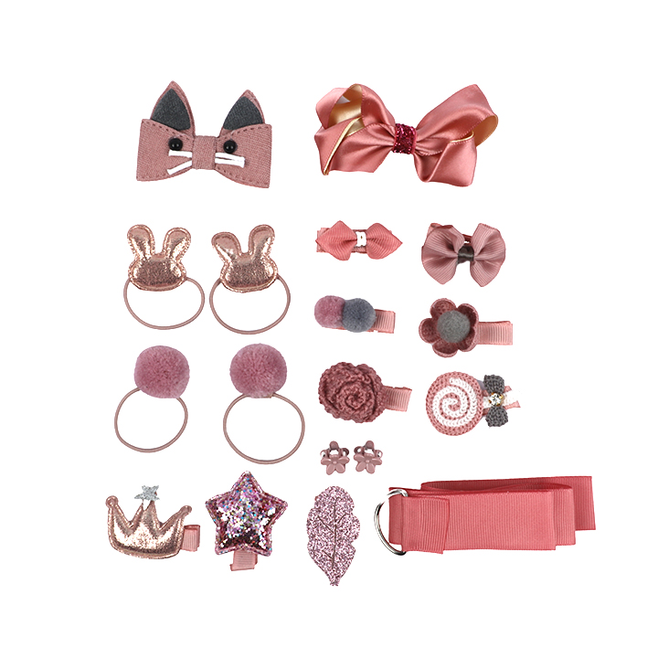 BabyMoon Gift Box 18Pcs Mix Style Headwear Set Children Hair Accessories Ribbon Bow With Full Covered Clips Hairpins For Girls Princess Crown Hair Accessories