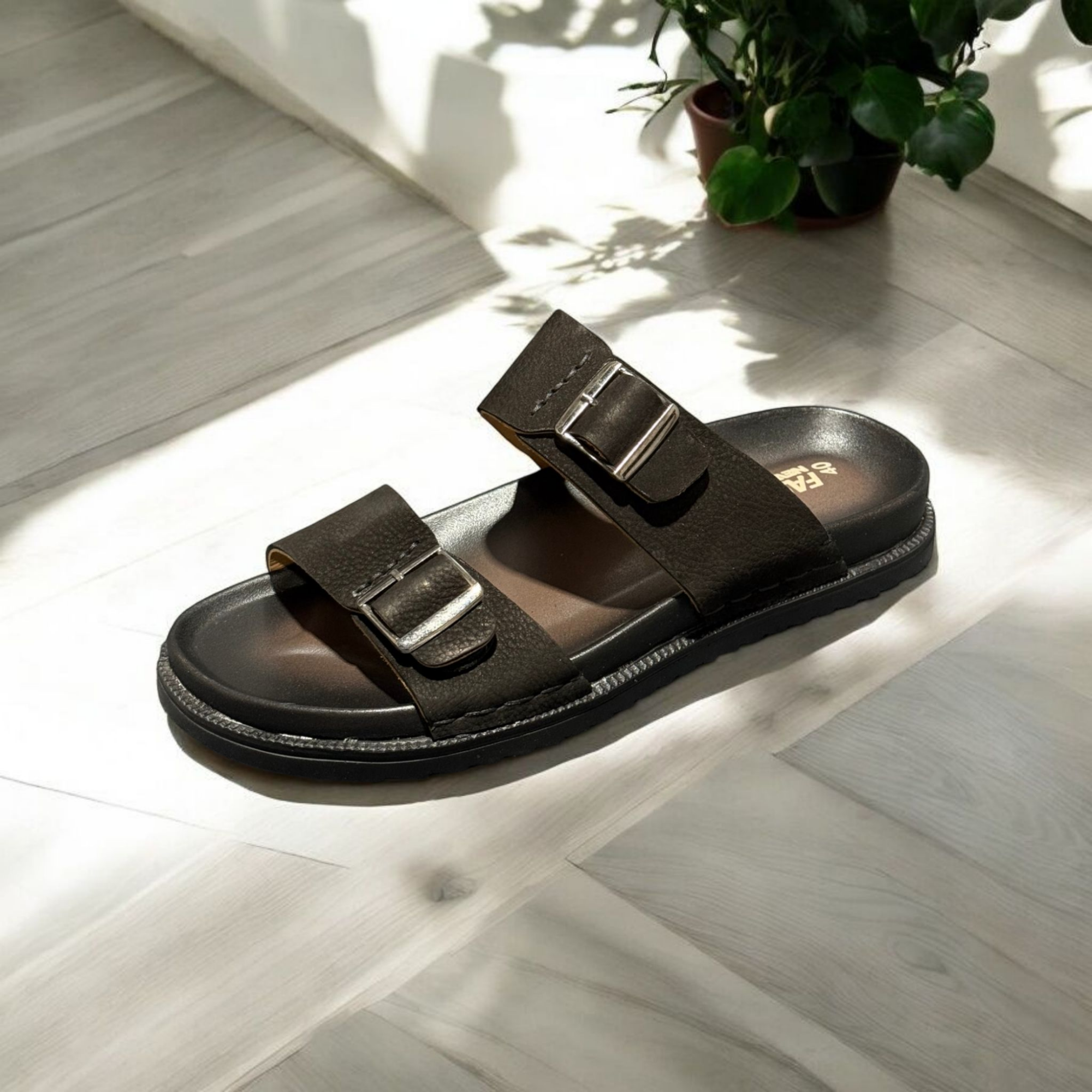 Buy Kites Black leather Sandal for men(orginal leather, Rubber sole)  at Best Price in Bangladesh