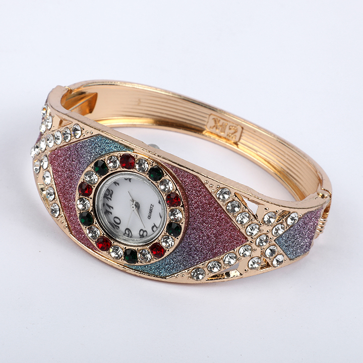 Women Girls Rhinestone Floral Bracelet Wristwatch Fashion