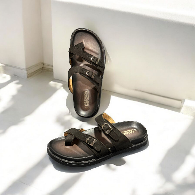 Buy Kites Black leather Sandal for men(orginal leather, Rubber sole) at Best Price in Bangladesh