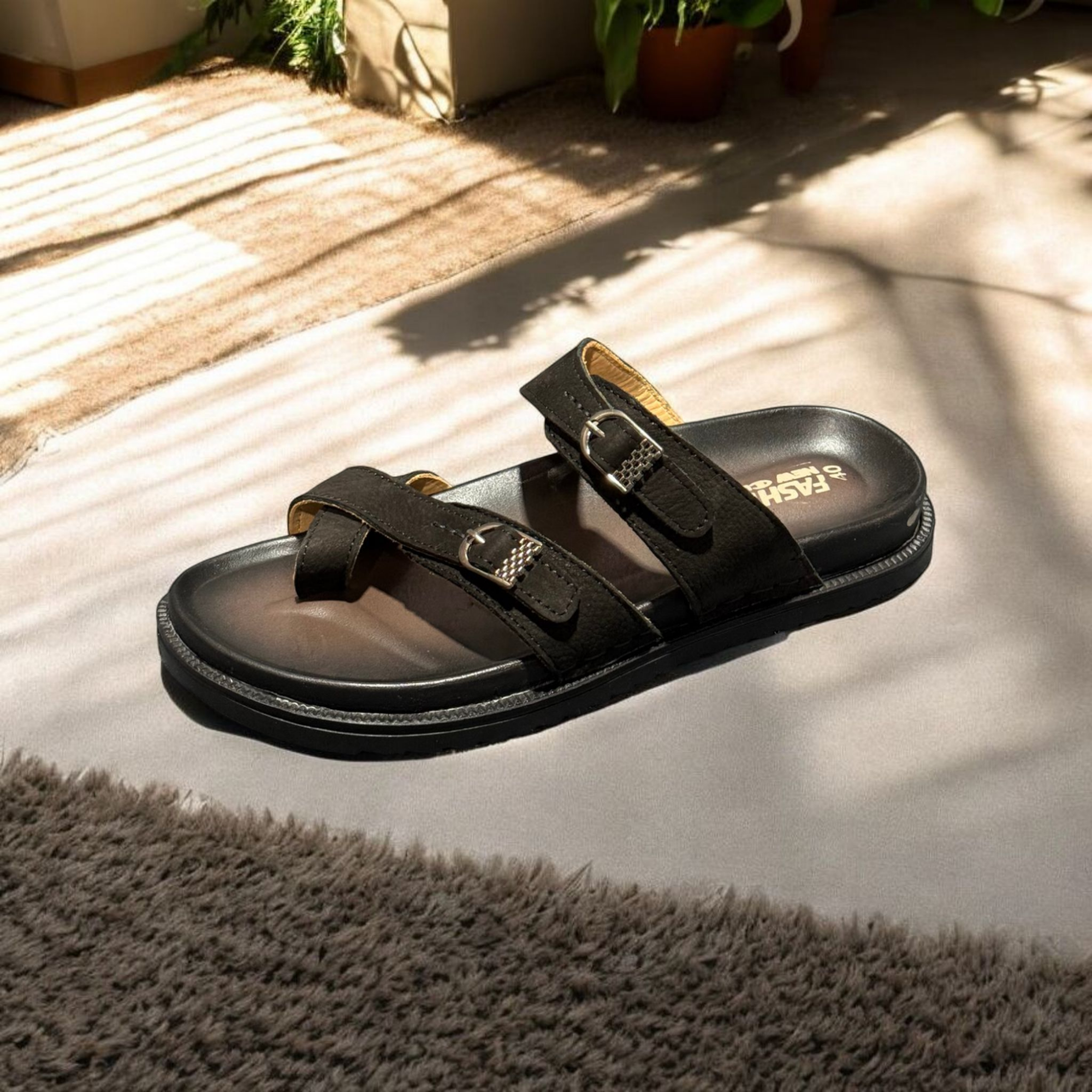 Buy Kites Black leather Sandal for men(orginal leather, Rubber sole) at Best Price in Bangladesh