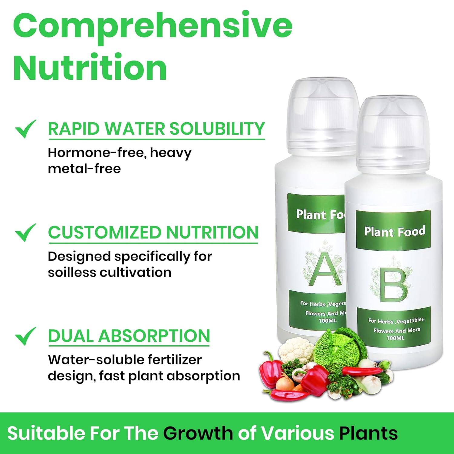 Picture of Hydroponic Nutrients AB Plant Food Nutrients, Plant Food A & B Hydroponics Supplies, Indoor Plant Fertilizer for Hydroponics Growing System( A+B Per 100ML)