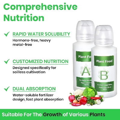 Picture of Hydroponic Nutrients AB Plant Food Nutrients, Plant Food A & B Hydroponics Supplies, Indoor Plant Fertilizer for Hydroponics Growing System( A+B Per 100ML)