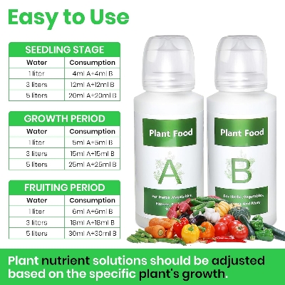 Picture of Hydroponic Nutrients AB Plant Food Nutrients, Plant Food A & B Hydroponics Supplies, Indoor Plant Fertilizer for Hydroponics Growing System( A+B Per 100ML)