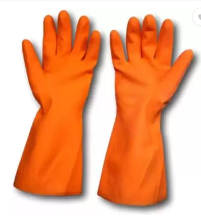 Picture of Rubber Gloves 1 Pair  Orange Colour