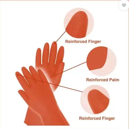 Picture of Rubber Gloves 1 Pair  Orange Colour