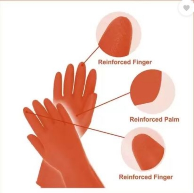 Picture of Rubber Gloves 1 Pair  Orange Colour