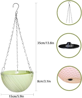Picture of Hanging Flower Pots Balcony Durable Plastic Basket Planter 1 Pcs